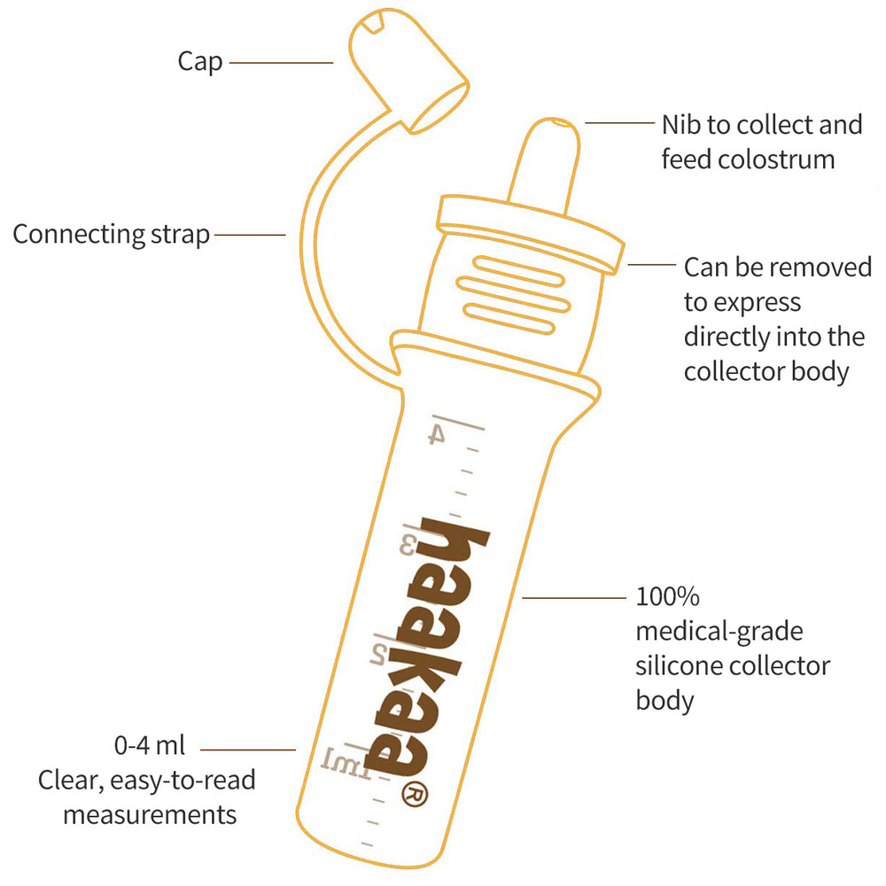 Haakaa 4ml colostrum collector labelled product features
